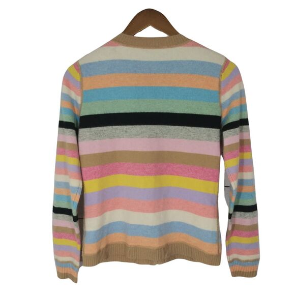 One Girl Who Multi Striped 100% Cashmere Zip Front Sweater Sz Small - Picture 2 of 7
